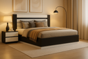 Cama L1870 x L2100 x A500 Branco glossy + castanho nogueira