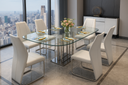 Mesa de jantar L2000 x L1000 x A750 Branco glossy + Cromo