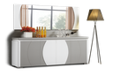 Armário sala de jantar-Branco glossy com Espelho