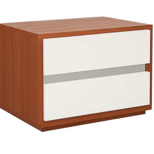 [90139R-NSBR/WT] Mesa de Cabeceira (direita) L590 x L400 x A460 Branco glossy + Castanho